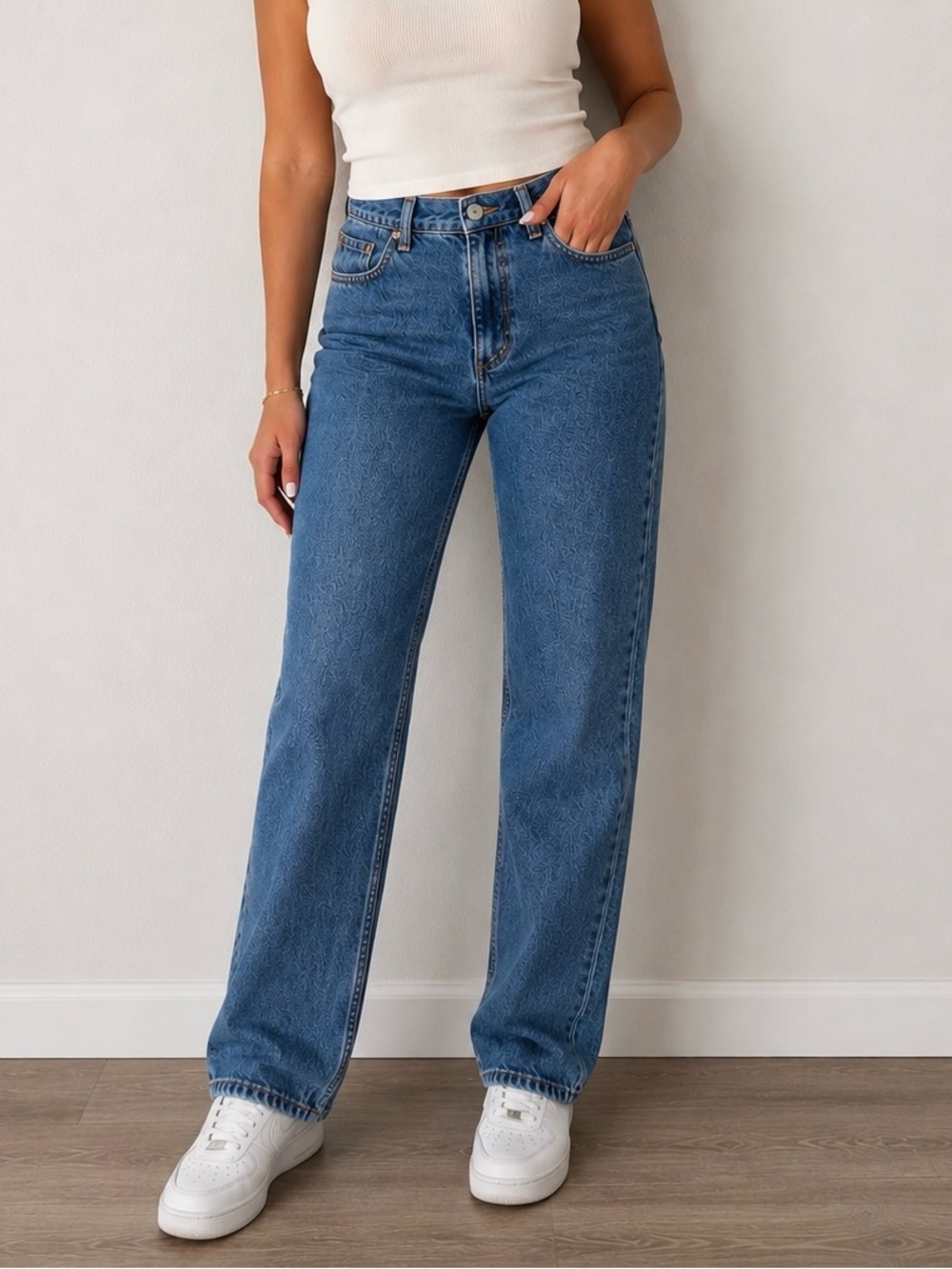 L.L. Bean Straight-Leg High-Rise Jeans in Blue Wash